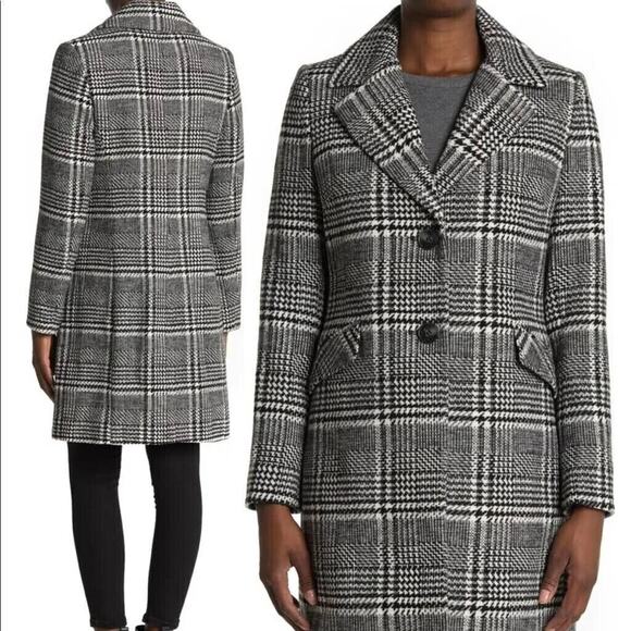 New Sam Edelman Large Houndstooth Wool Blend Coat Jacket Womens NWT - Picture 1 of 2